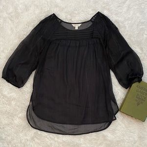 LC Navy Sheer Blouse w Metallic Thread Detail